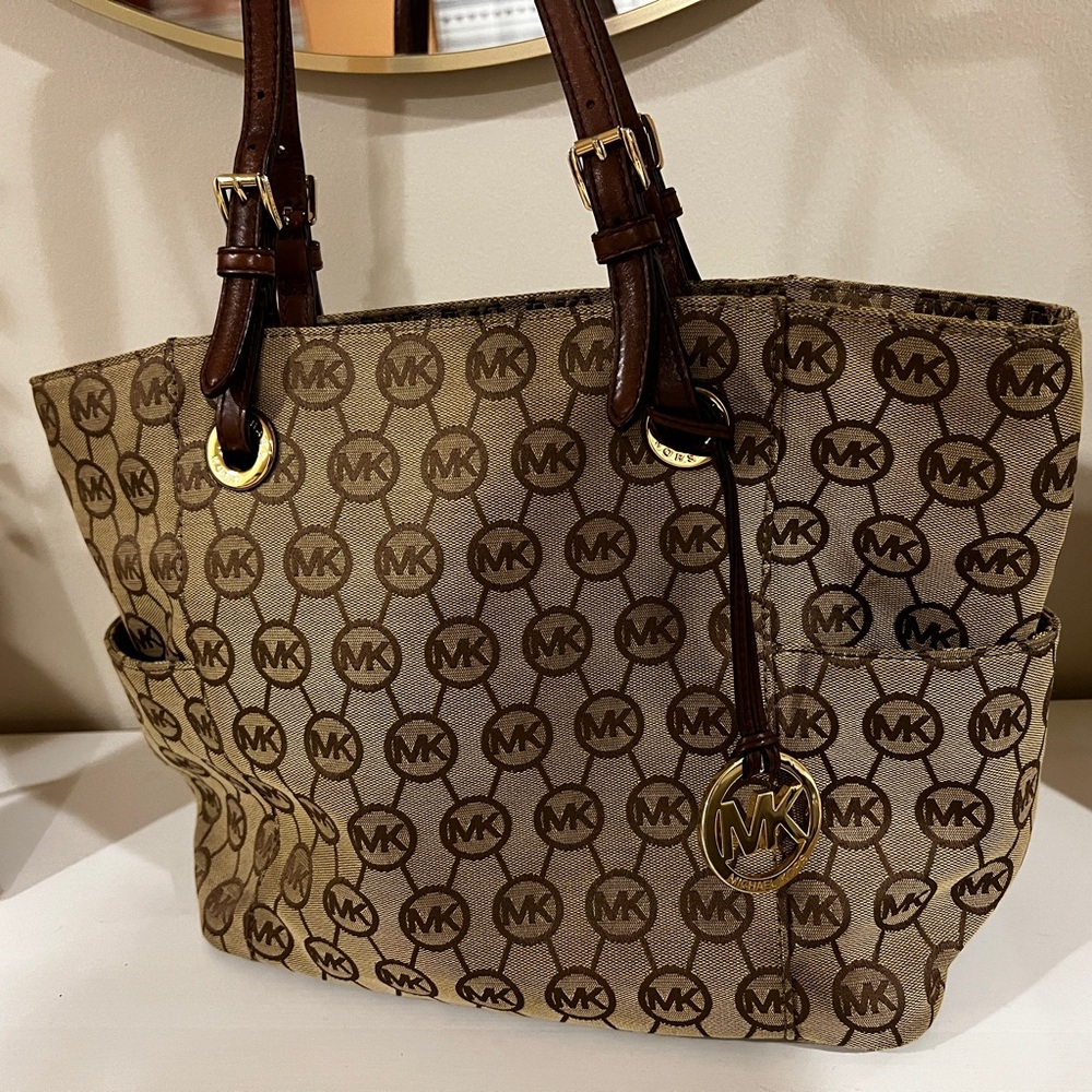 Michael Kors Tan and Brown Signature Tote